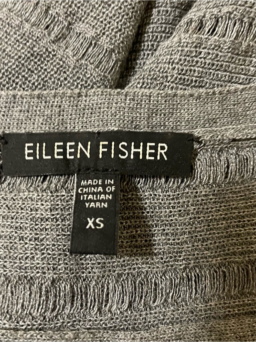 Eileen Fisher Textured Long-Sleeve Sweater Gray XS Stretch Italian Yarn - Picture 9 of 9